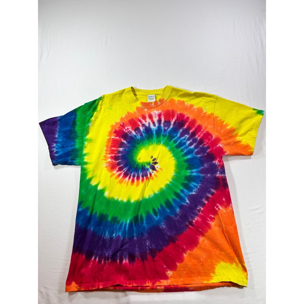 Port & Company Rainbow Tie Dye Spiral T-Shirt Mens XL Short Sleeve Cotton